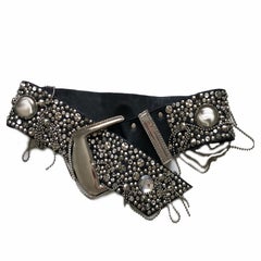 Michael Morrison MX Inc Wide Belt Chains Studs Crystals Embellished Sz S