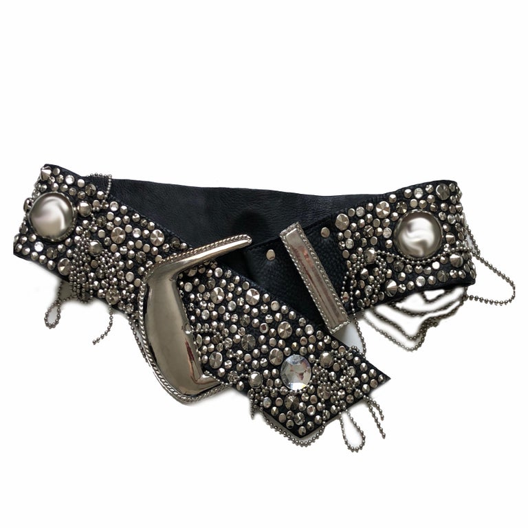 Michael Morrison MX Inc Wide Belt Chains Studs Crystals  display picture 3