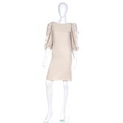 Michael Novarese 1970s Vintage Day Dress w Lace Trimmed Sleeves