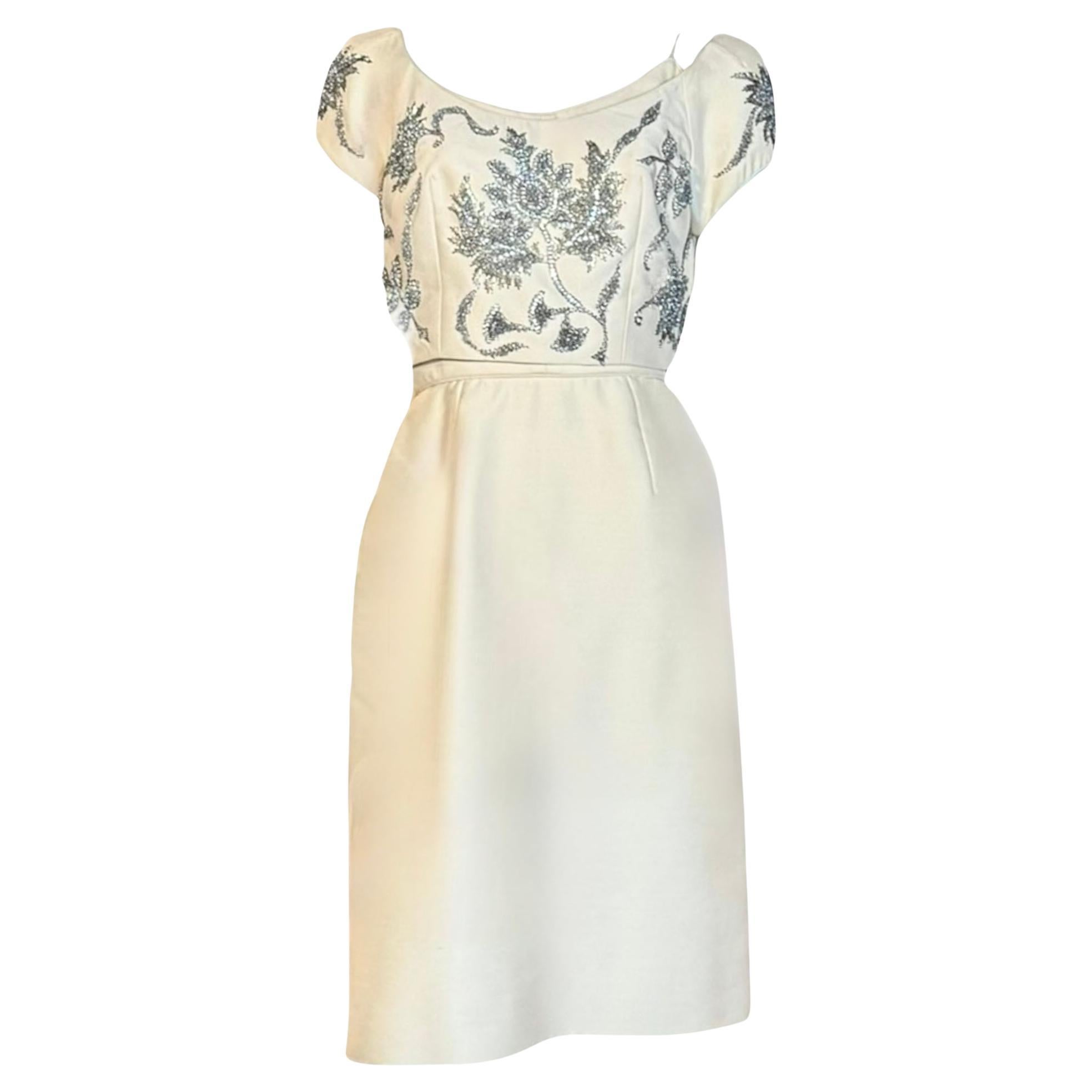 Michael Novarese Beaded Silk Two-Piece Cocktail Dress Ensemble, Circa 1960 For Sale