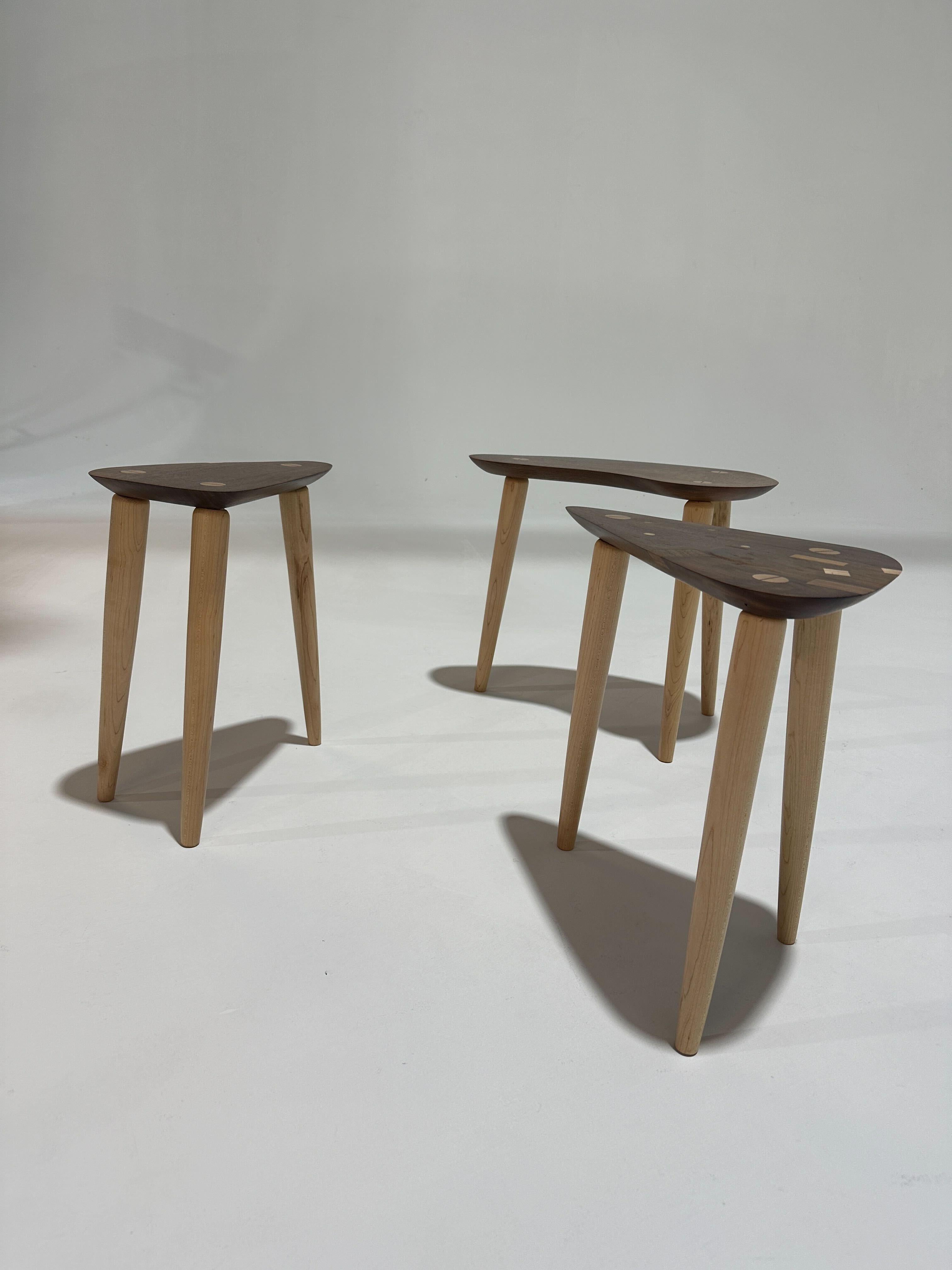 Contemporary Michael Oates - Cattywampus Turned Leg Side Table Set of 3 For Sale