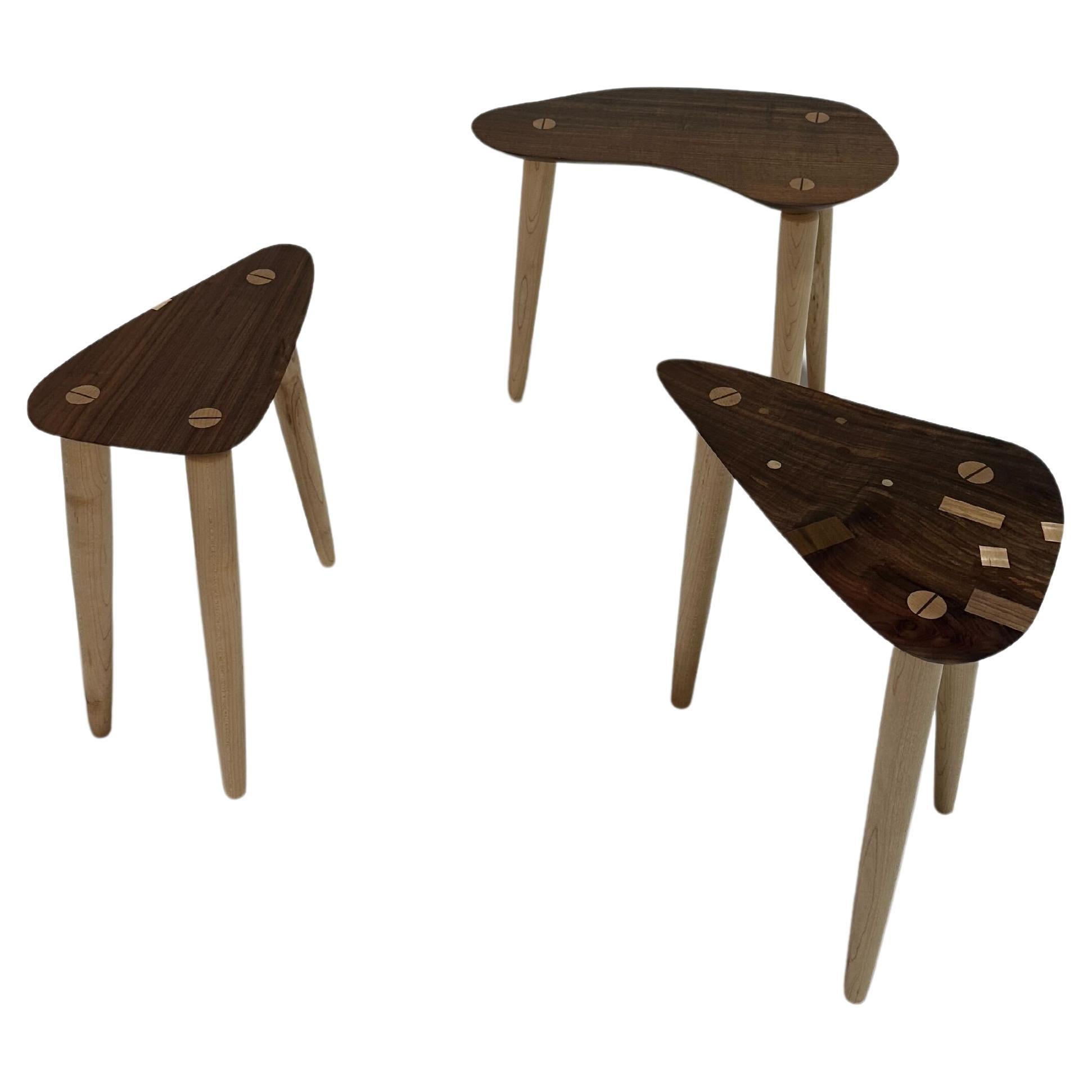 Michael Oates - Cattywampus Turned Leg Side Table Set of 3 For Sale