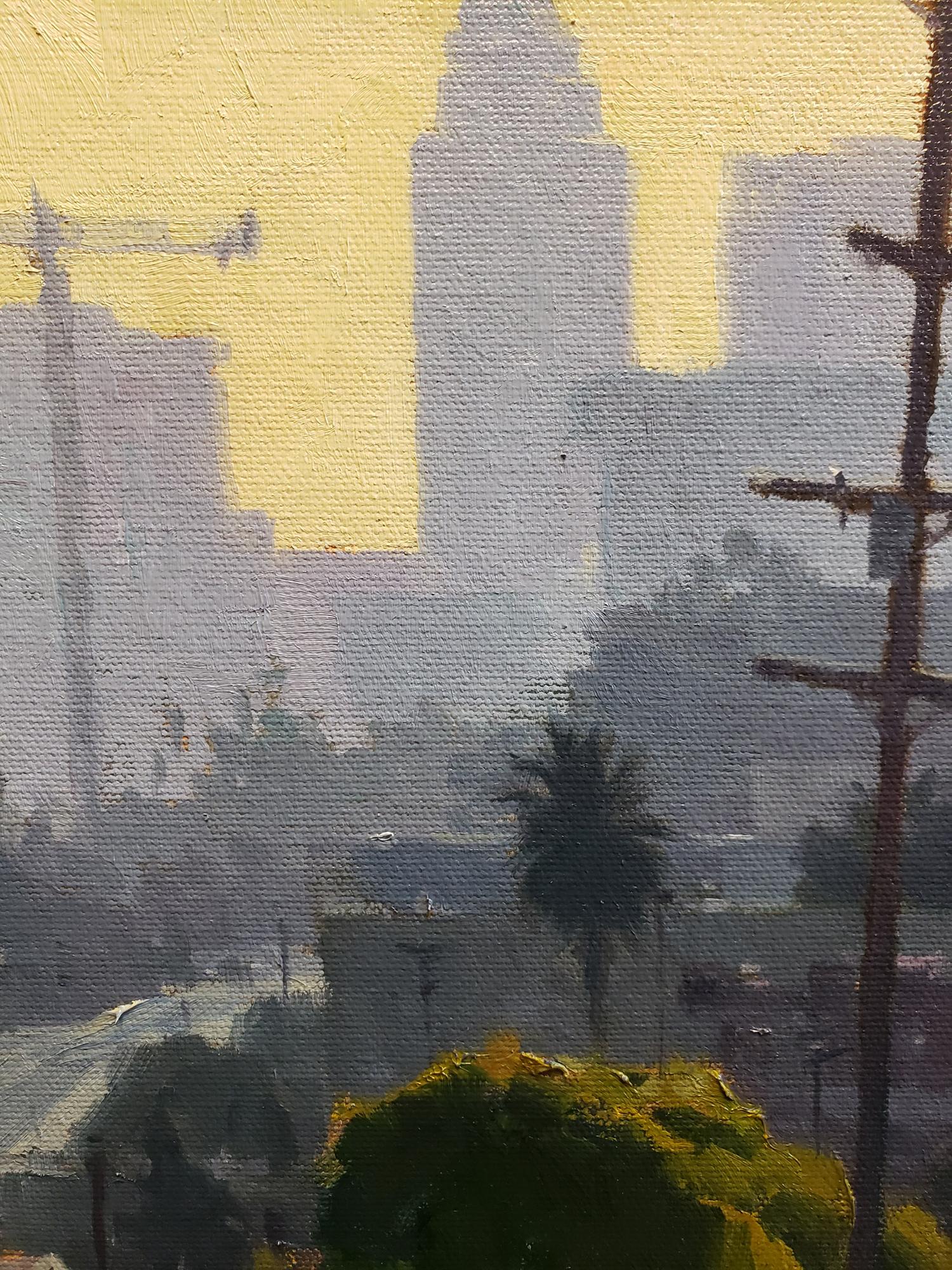 Downtown Lookout; Los Angeles - Realist Painting by Michael Obermeyer