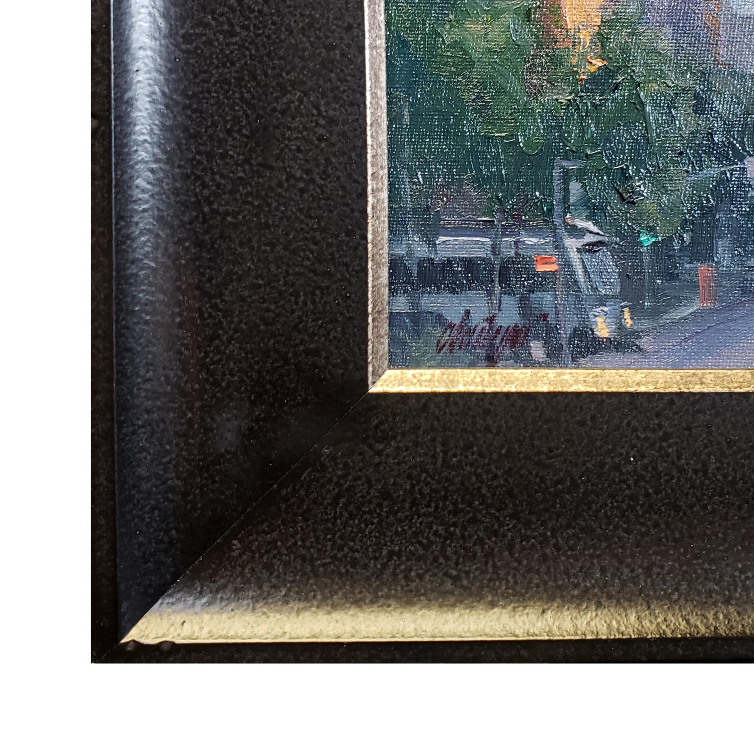 Flower Street Canyon; Los Angeles - Landscape Painting Nero di Michael Obermeyer