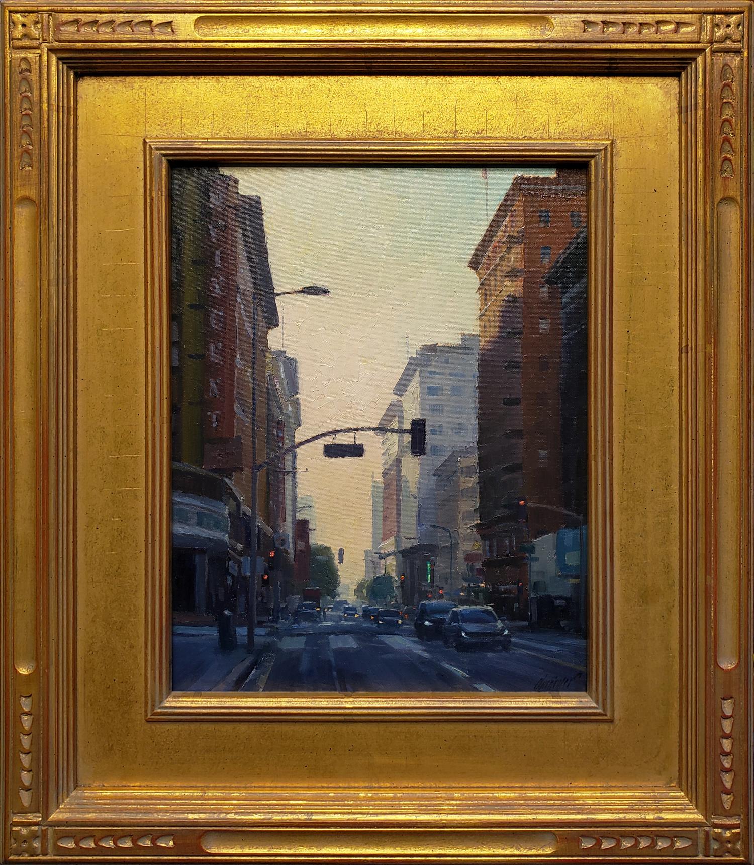 Seventh and Hill, Los Angeles - Painting by Michael Obermeyer