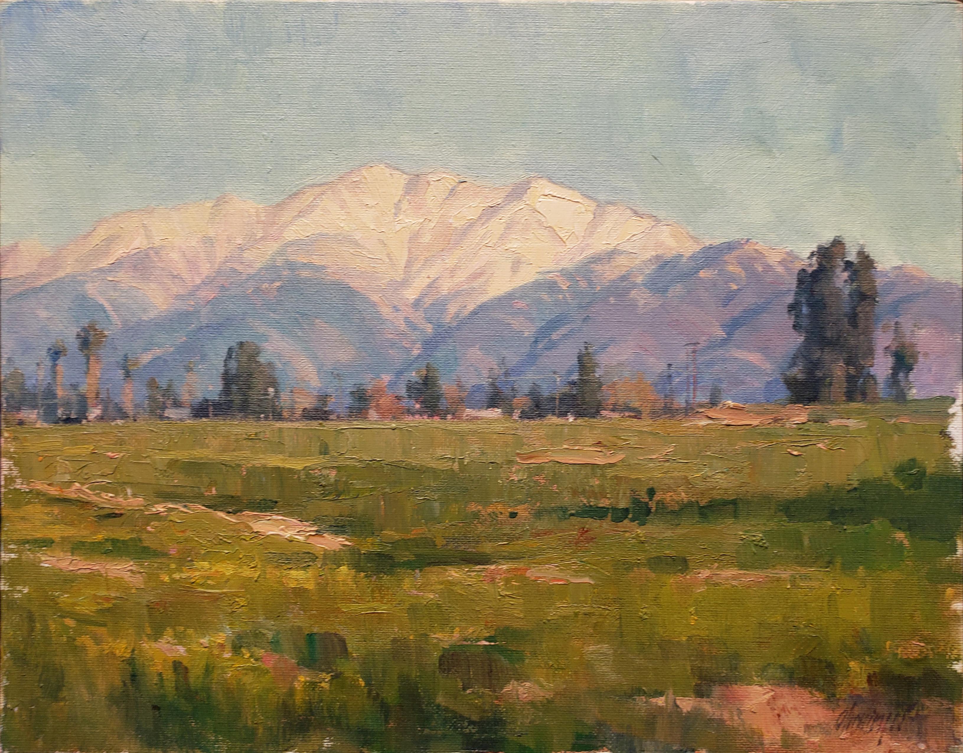 Fine 21st Century Impressionist Landscape Painting - Winter Ranches im Angebot 1