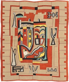 Michael O'Connell, sunbathing, Wall Hanging, Painting on Woven Fabric, 1950s UK