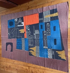 Michael O'Connell, Wall Hanging, unique Painting on fabric, 1950s UK