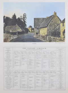 Vintage Wytham, Oxfordshire Oxford Almanac 1975 lithograph after Peter Brooke