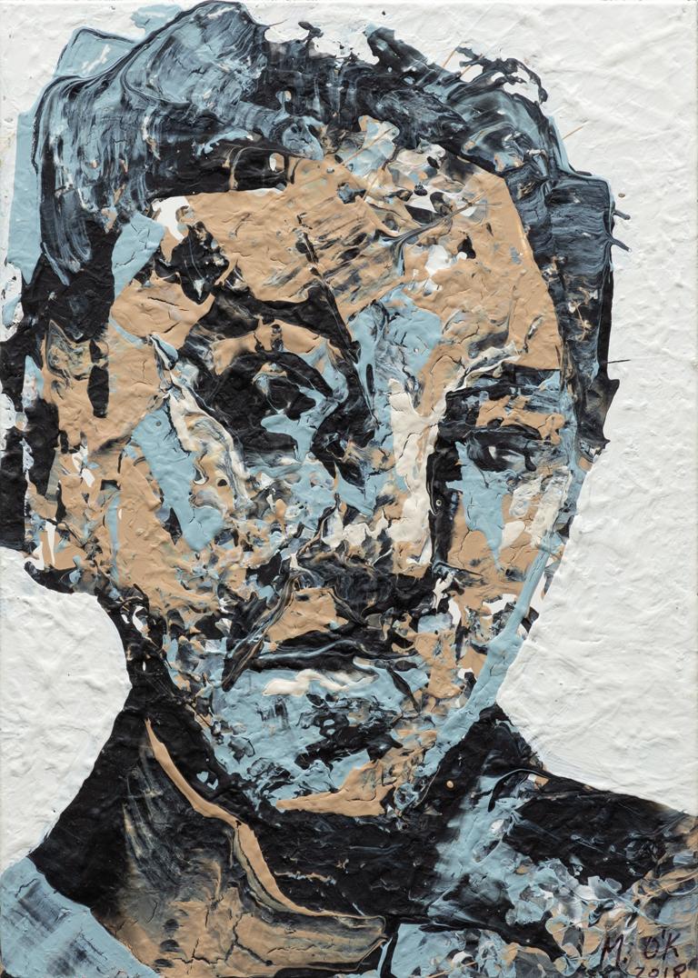 Figurative Painting di Michael O'Keefe - Facce che suonano con il Rifugio 8