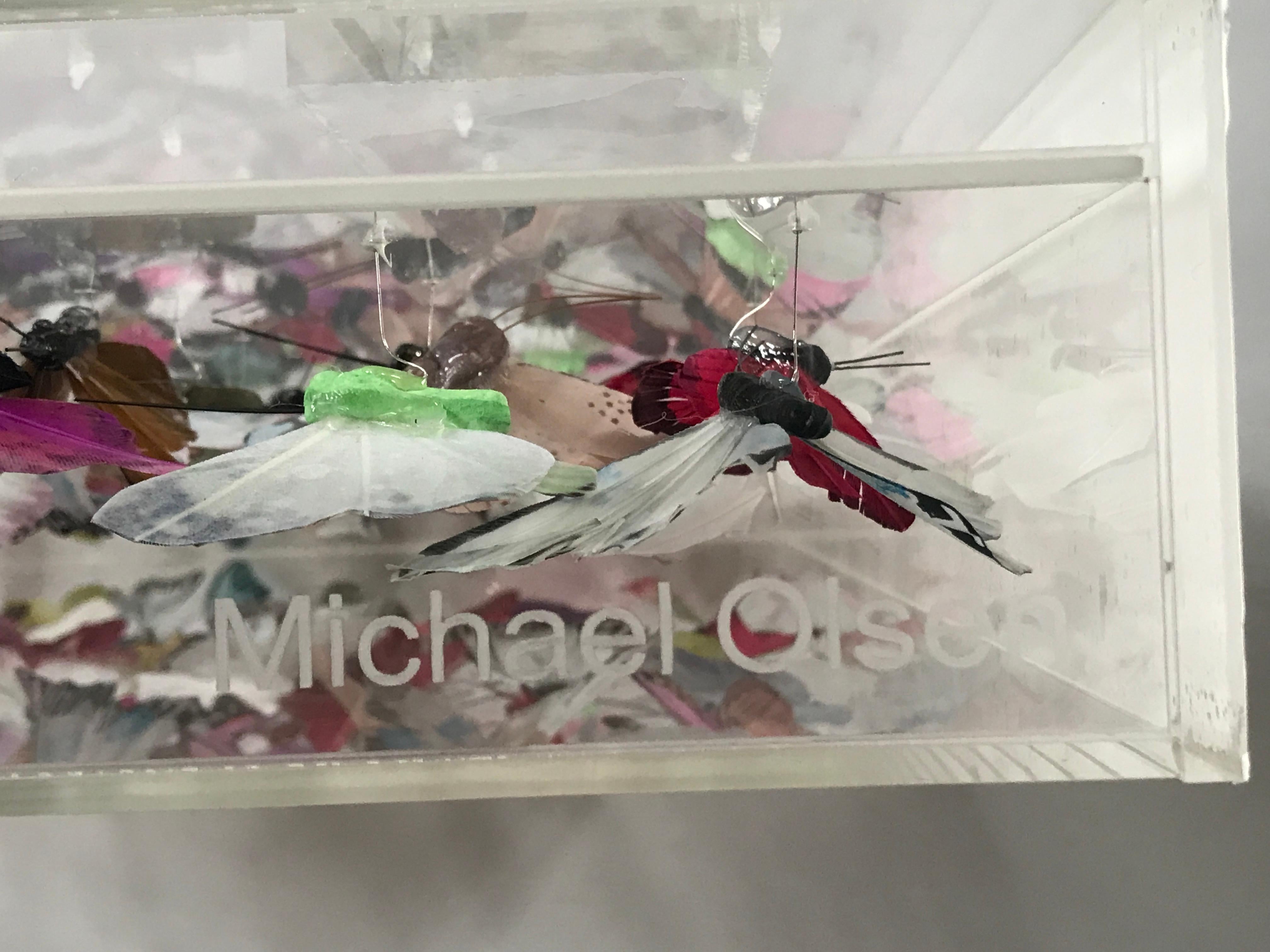 Melange II, art decó, abstracto, mariposas, plumas, Contemporáneo, naturaleza en venta 3