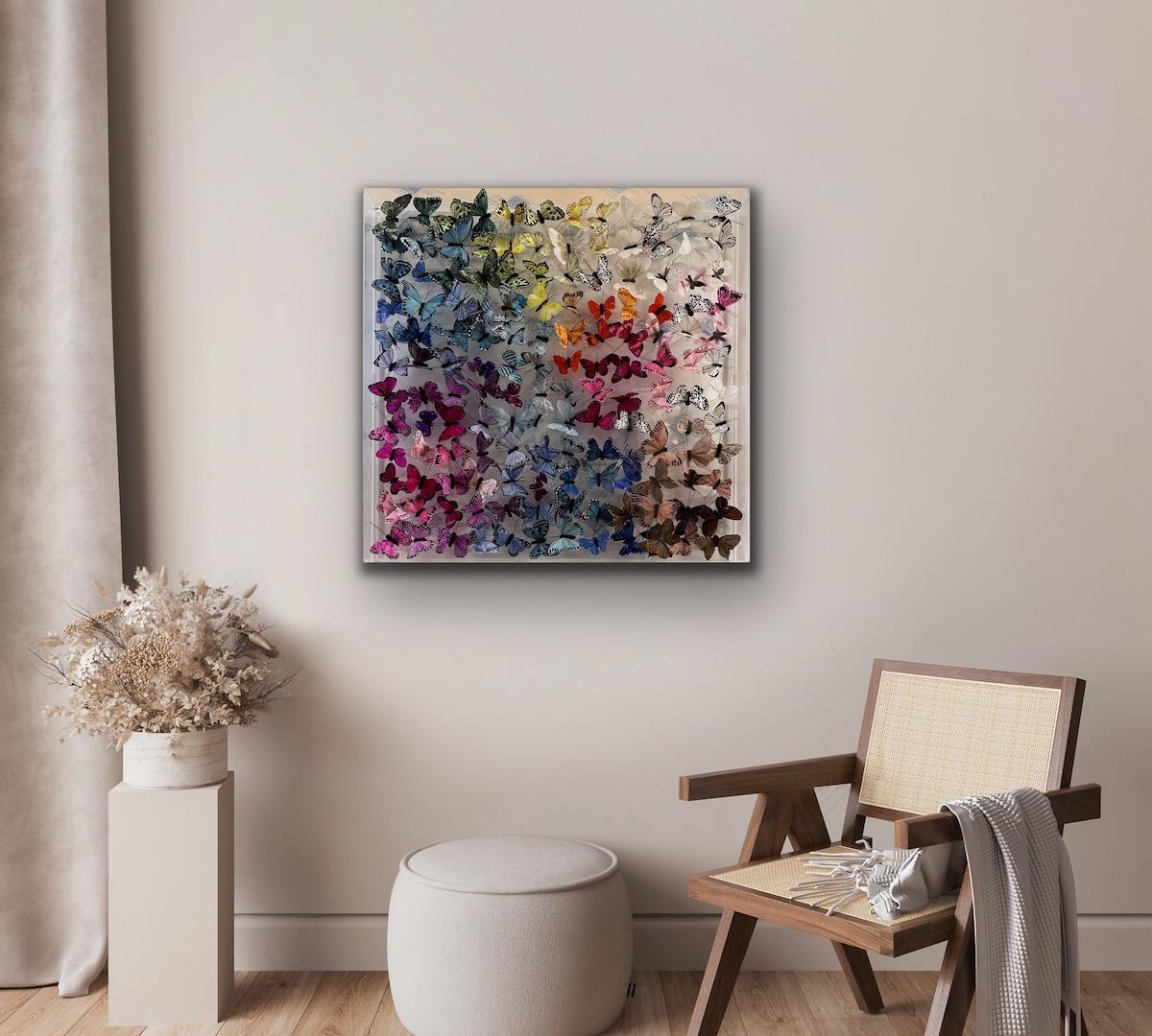 Wychwood White, Butterfly Artwork, 3D Contemporary Perspex Art, Statement Art 3