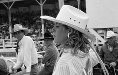 Female Bronco Rider Close Up - Black and White Monochrome Large Photograph Print