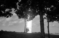 Washington Monument Aglow - Black and White Monochrome Large Photographic Print