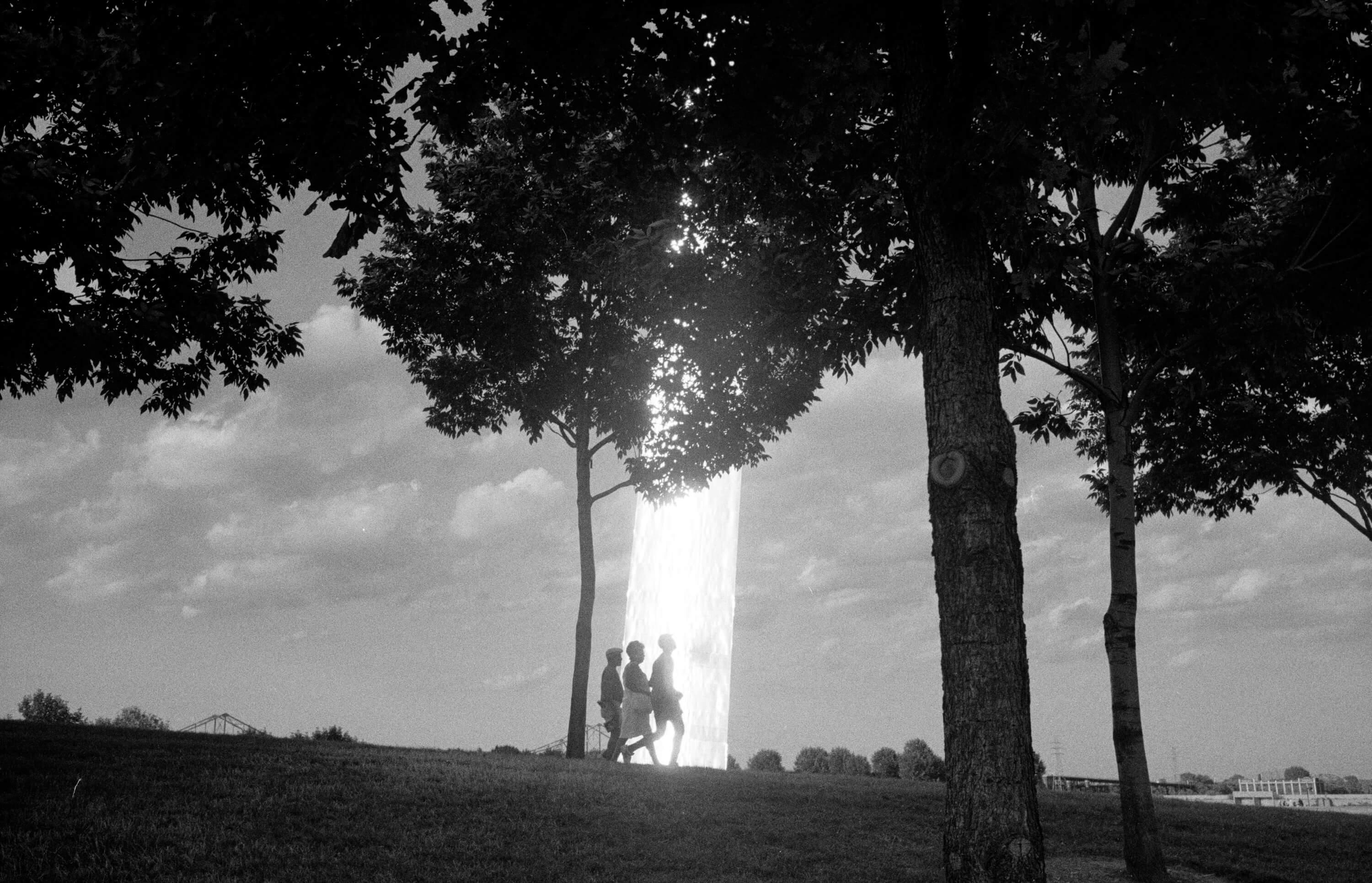 Michael Ormerod Black and White Photograph – Washington Monument Aglow - Black and White Monochrome Photographic Print