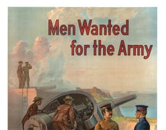 Original 1909 MEN WANTED for the ARMY vintage military antique poster