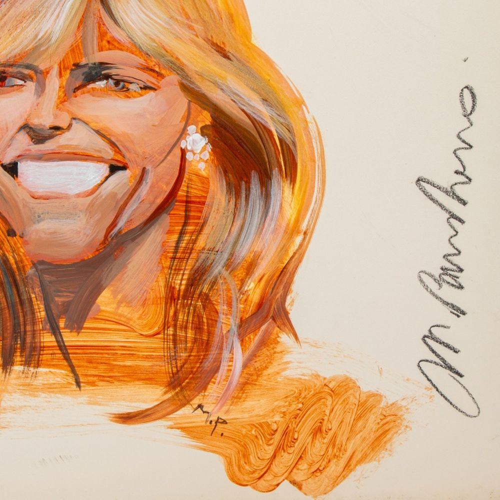Celebrity Caricature Compositions, 2 - Beige Figurative Painting by Michael Paraskevas