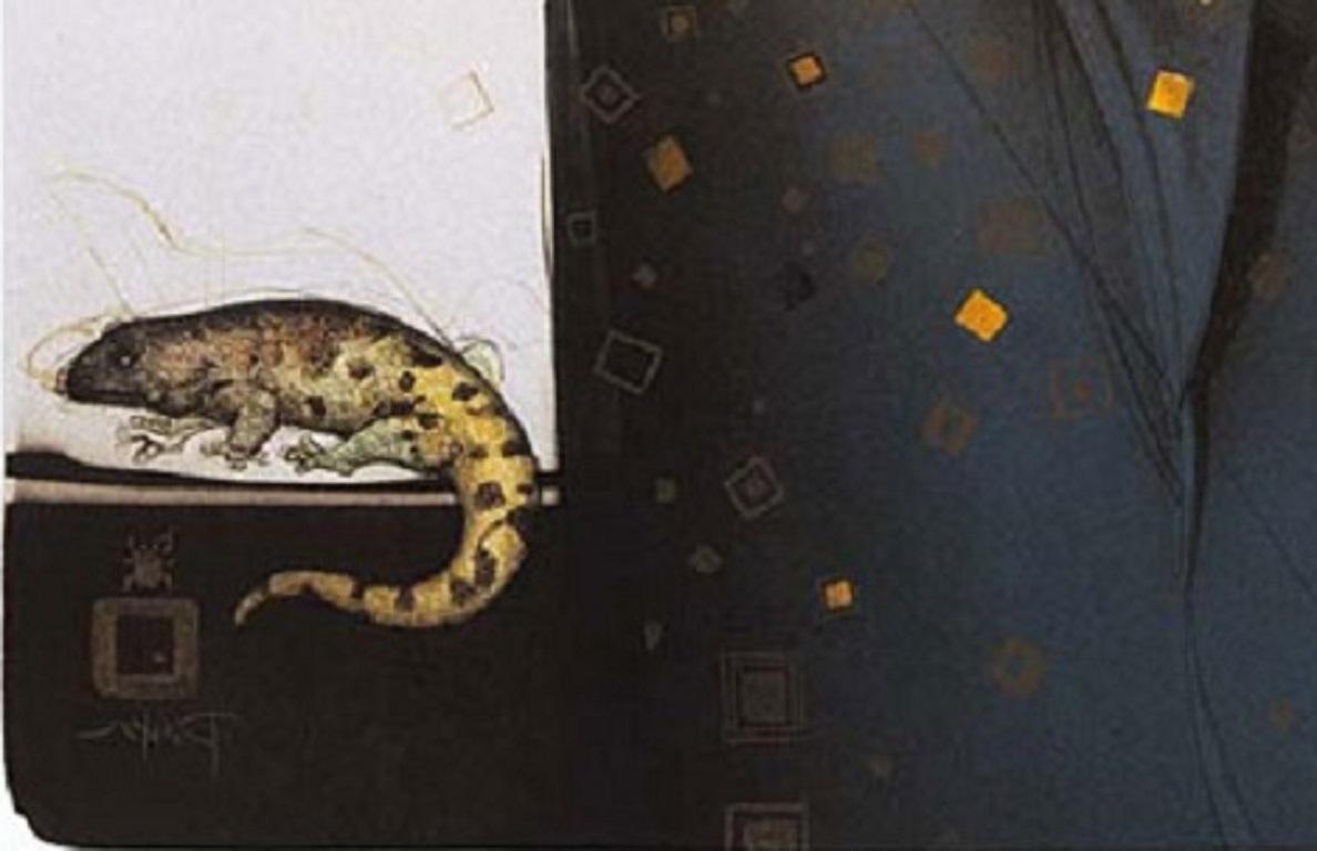 Golden Salamander Lithographie Engel nackte Frau Dame auf Lager (Zeitgenössisch), Print, von Michael Parkes