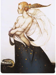 Golden Salamander Lithograph Angel Nude Woman Lady In Stock