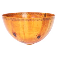 Used Michael Patrick Smith Large Turned and Decorated Wood Bowl
