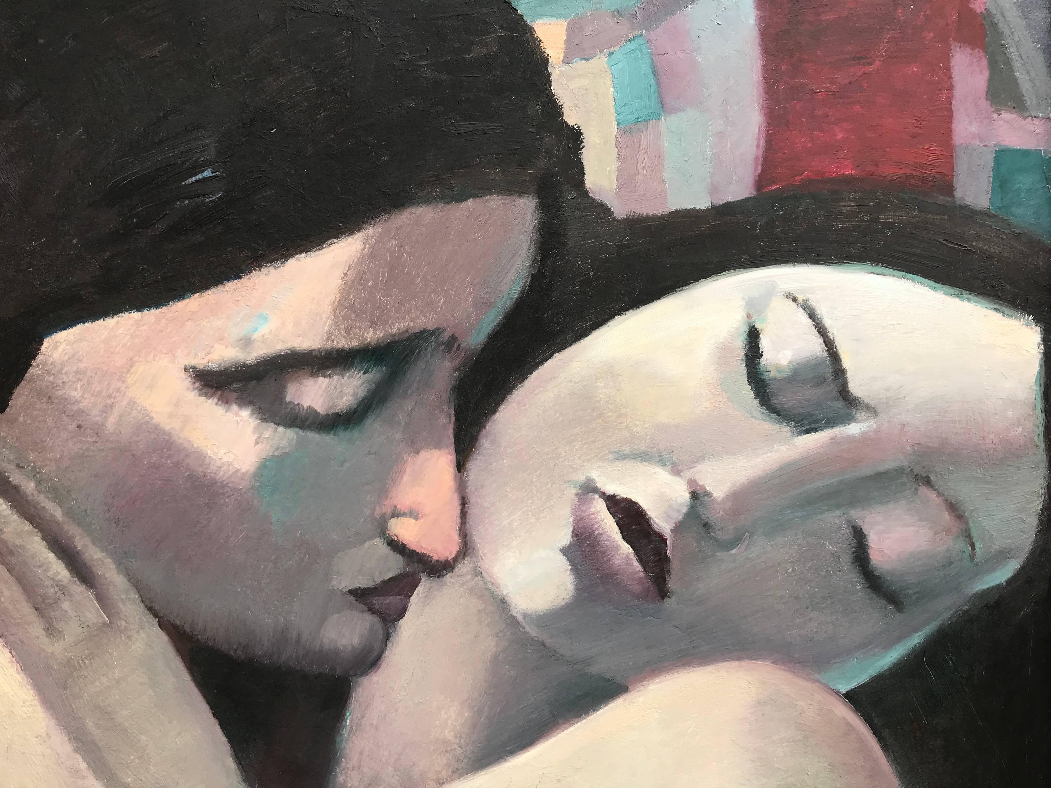 Dipinto olio su tela dell'artista americano contemporaneo Michael Patterson. Firmato in basso a sinistra. Incorniciato in una cornice contemporanea in legno scuro di 46 per 35,5 pollici.

Michael Patterson è nato a Hudson, NY, nel 1953 in una