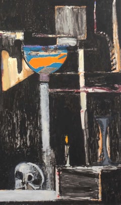 Abstracted Vanitas with Goldfish and Skull