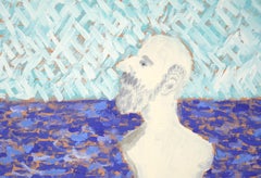 "Artist's Dream III", Surreal Figurative w Self-Portrait & Classical Sculpture