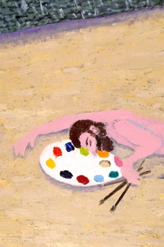 Artist's Dream - Nude Figure on Beach, Surreal Self-Portrait