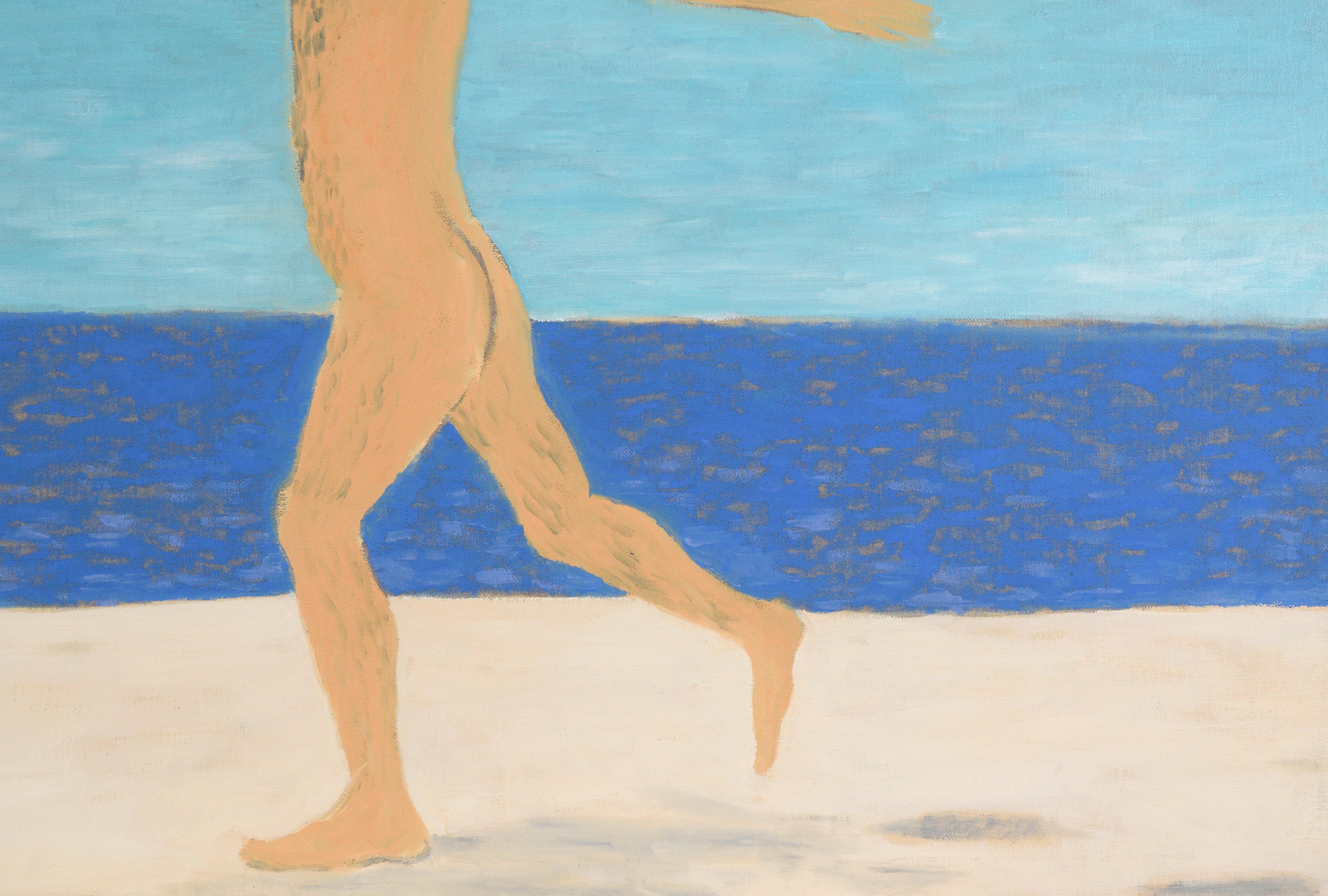Artist's Dream VI - Frolicking on the Beach, Surreal Self-Portrait - Contemporary Painting by Michael Pauker 