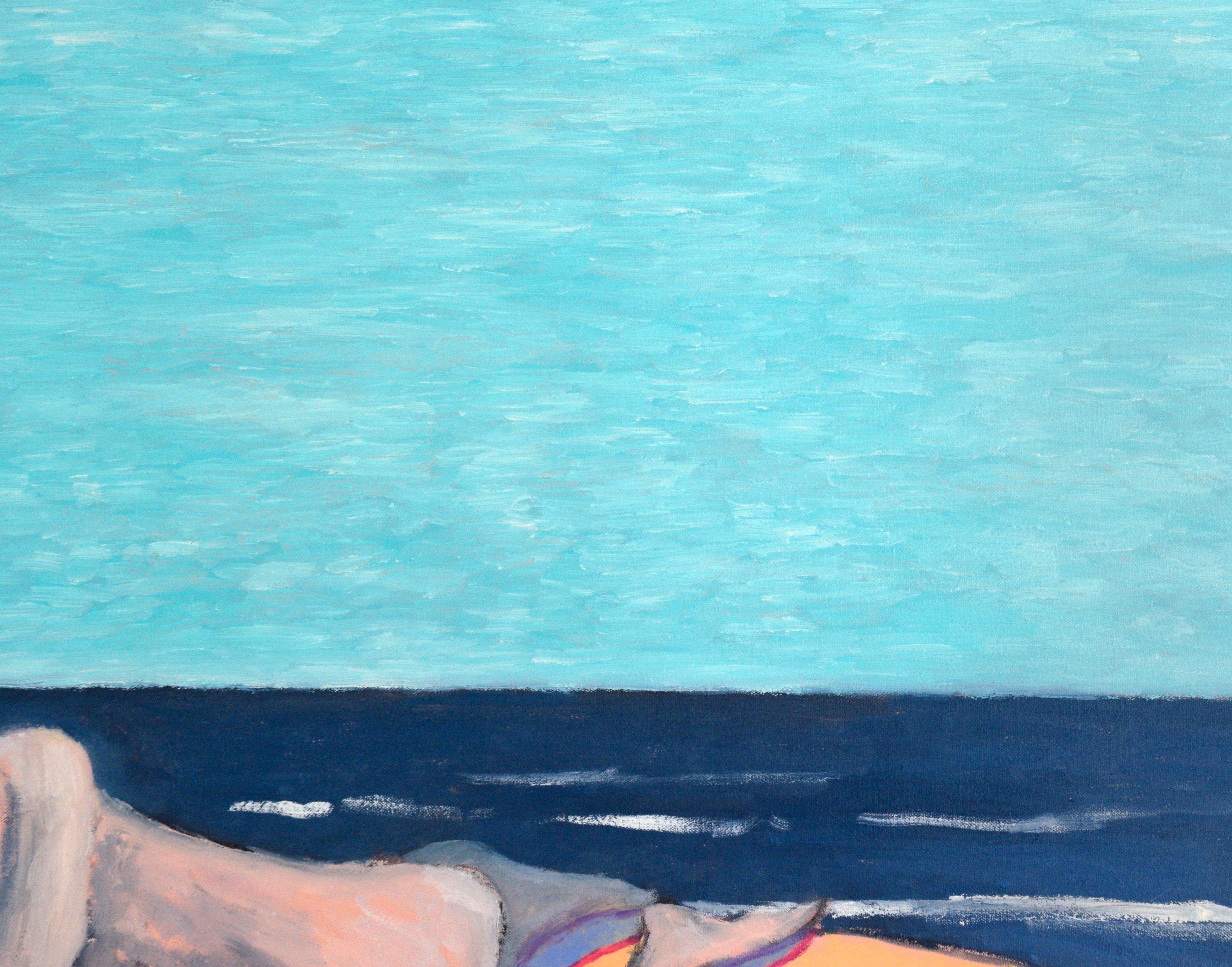 Sogno dell'artista VIII - Svegliarsi, autoritratto surreale contemporaneo sulla spiaggia in vendita 1