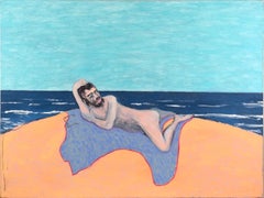 Artist's Dream VIII - Waking Up, Contemporary Surreal Self-Portrait on Beach