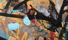 Assemblage #3 (Stamps, Glass Slide, and Gold Paint)