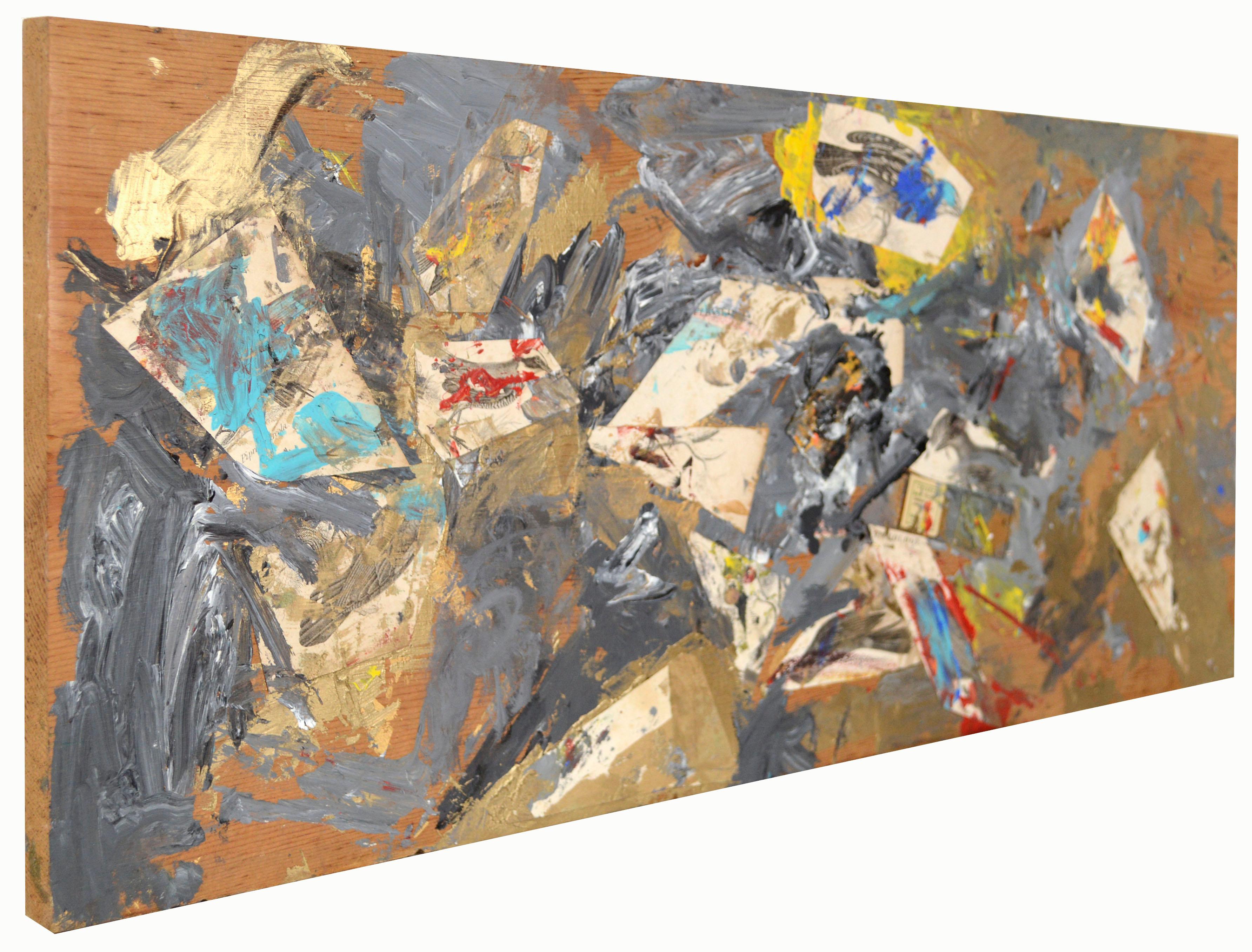 Assemblage #5 (Ornithology Illustrations & Glass Slide with Silver, Gold Paint) For Sale 3