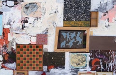 Assemblage with Checkerboard on Canvas