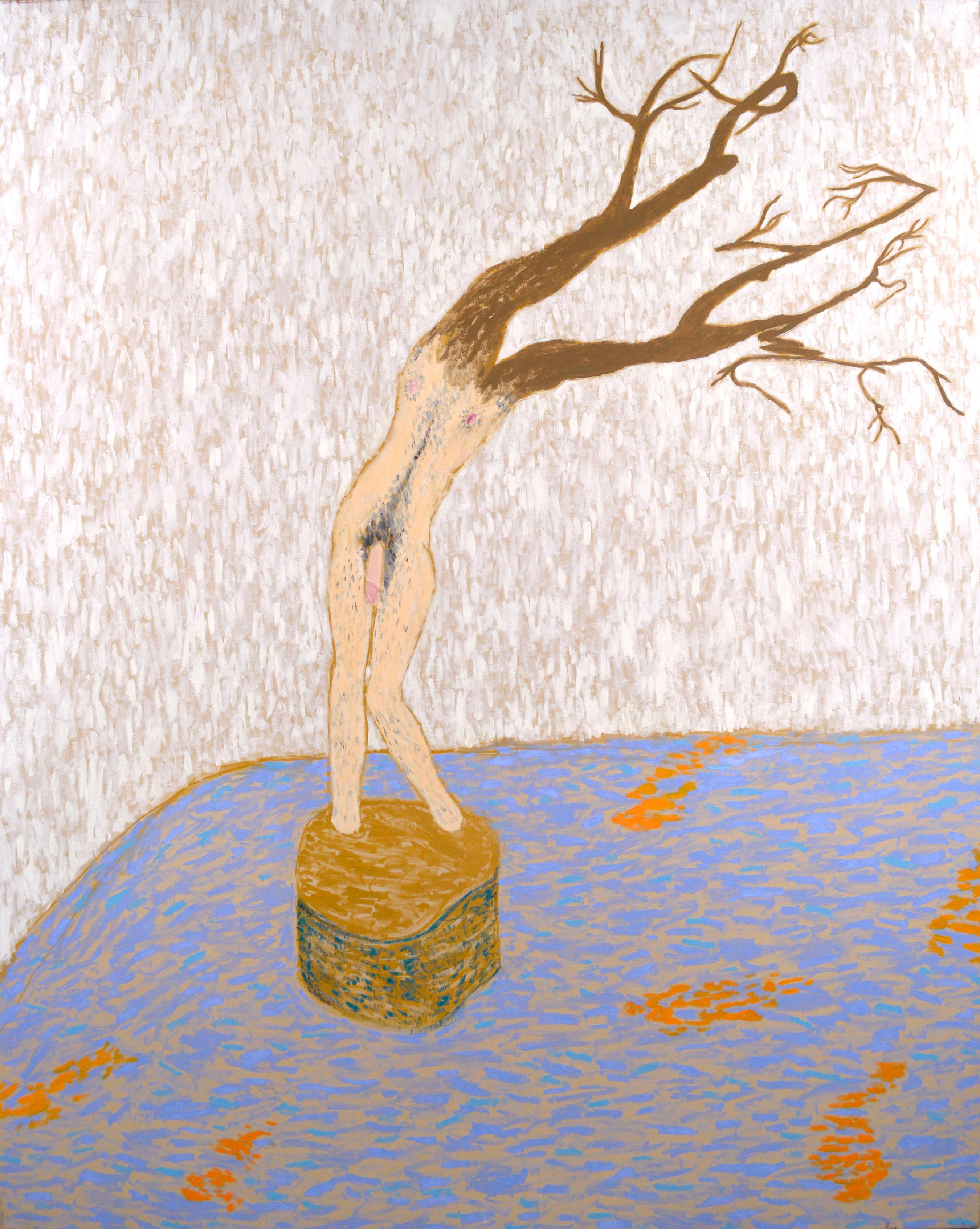 Figurative Painting di Michael Pauker  - "Au Debut dele Printemps" - "Inizio di primavera" Albero figurativo surreale