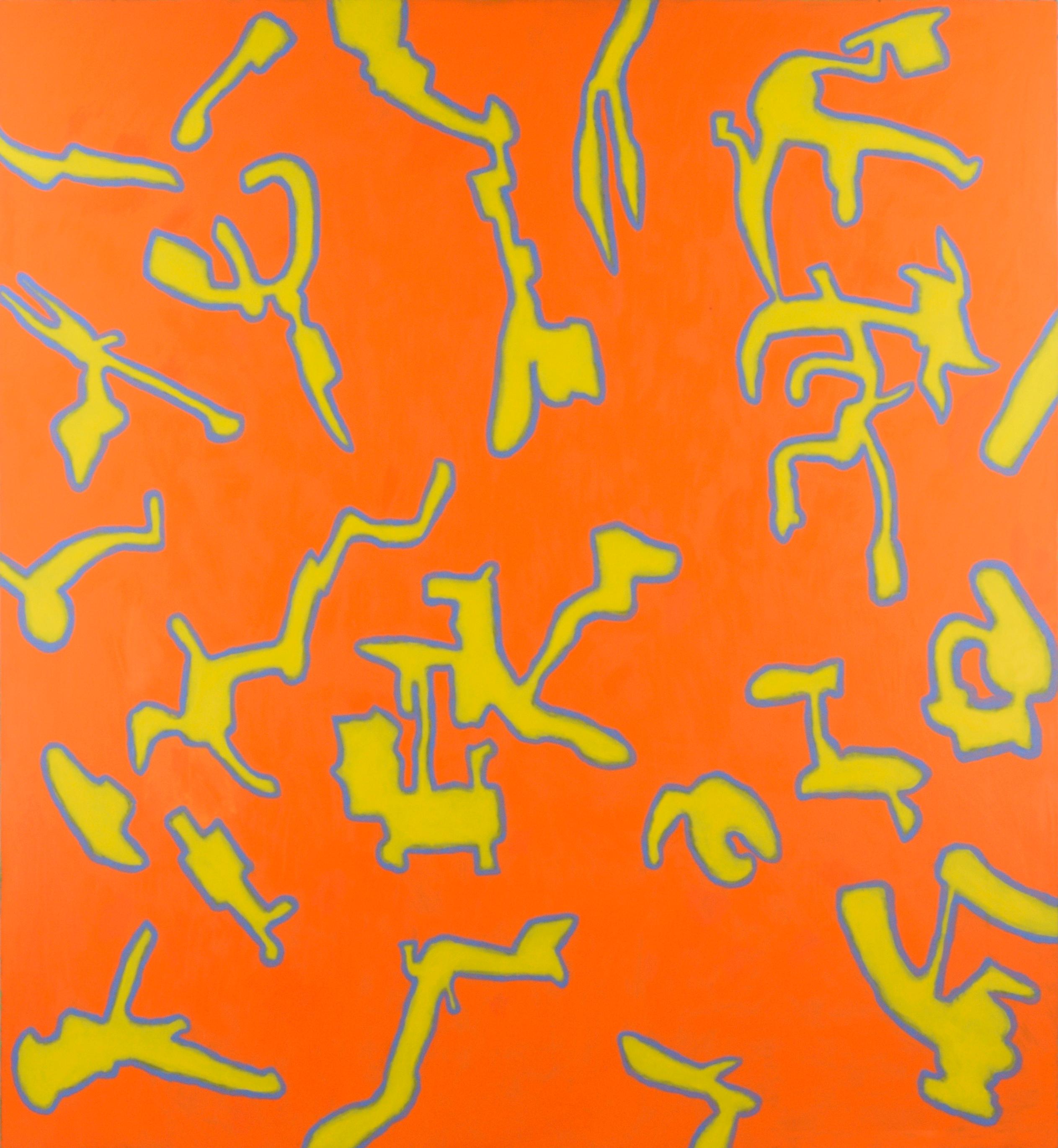 Michael Pauker  Abstract Painting - "Biomorph" Large Scale Orange Abstract
