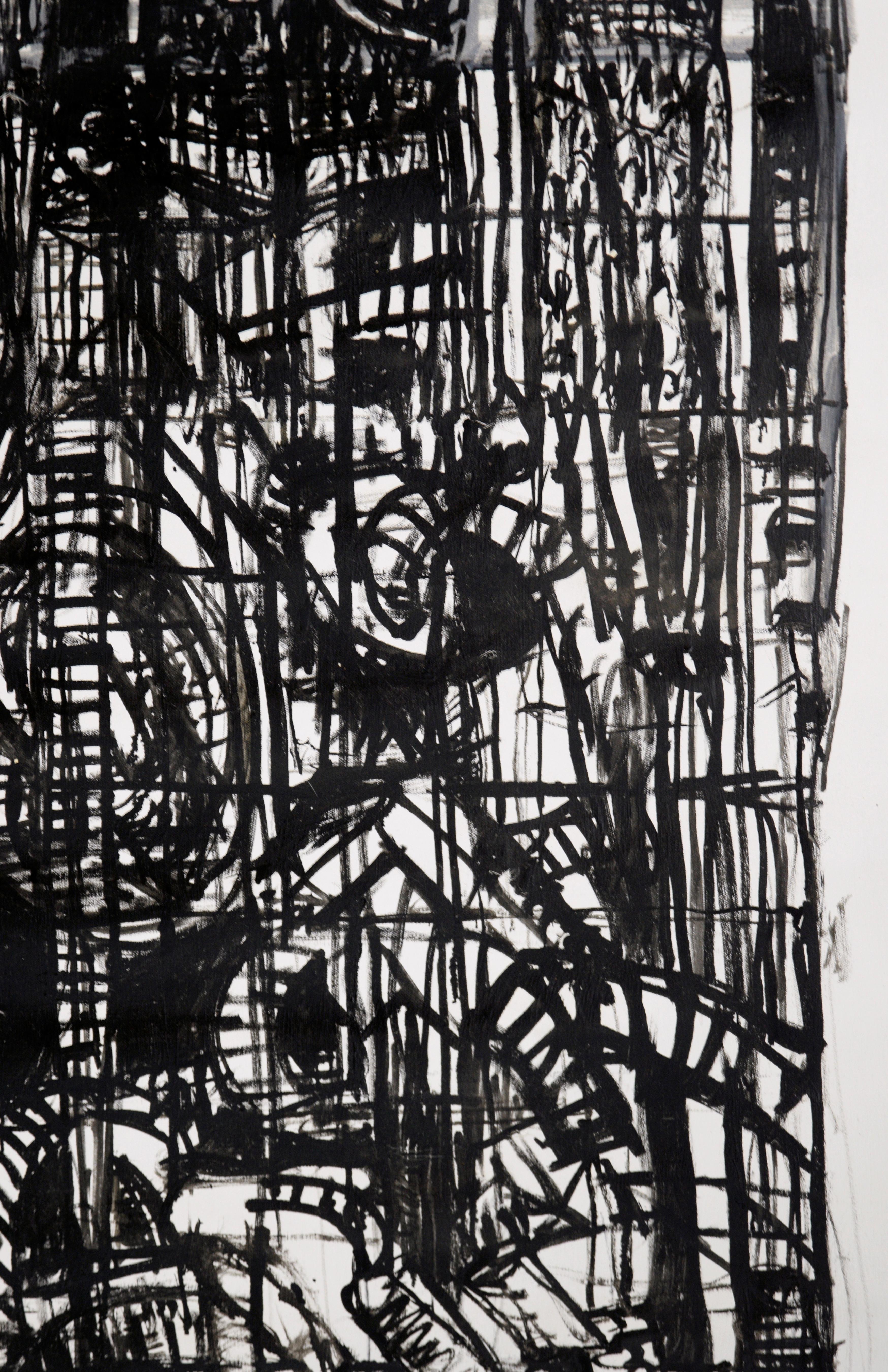 Black and White Abstract Cityscape For Sale 2