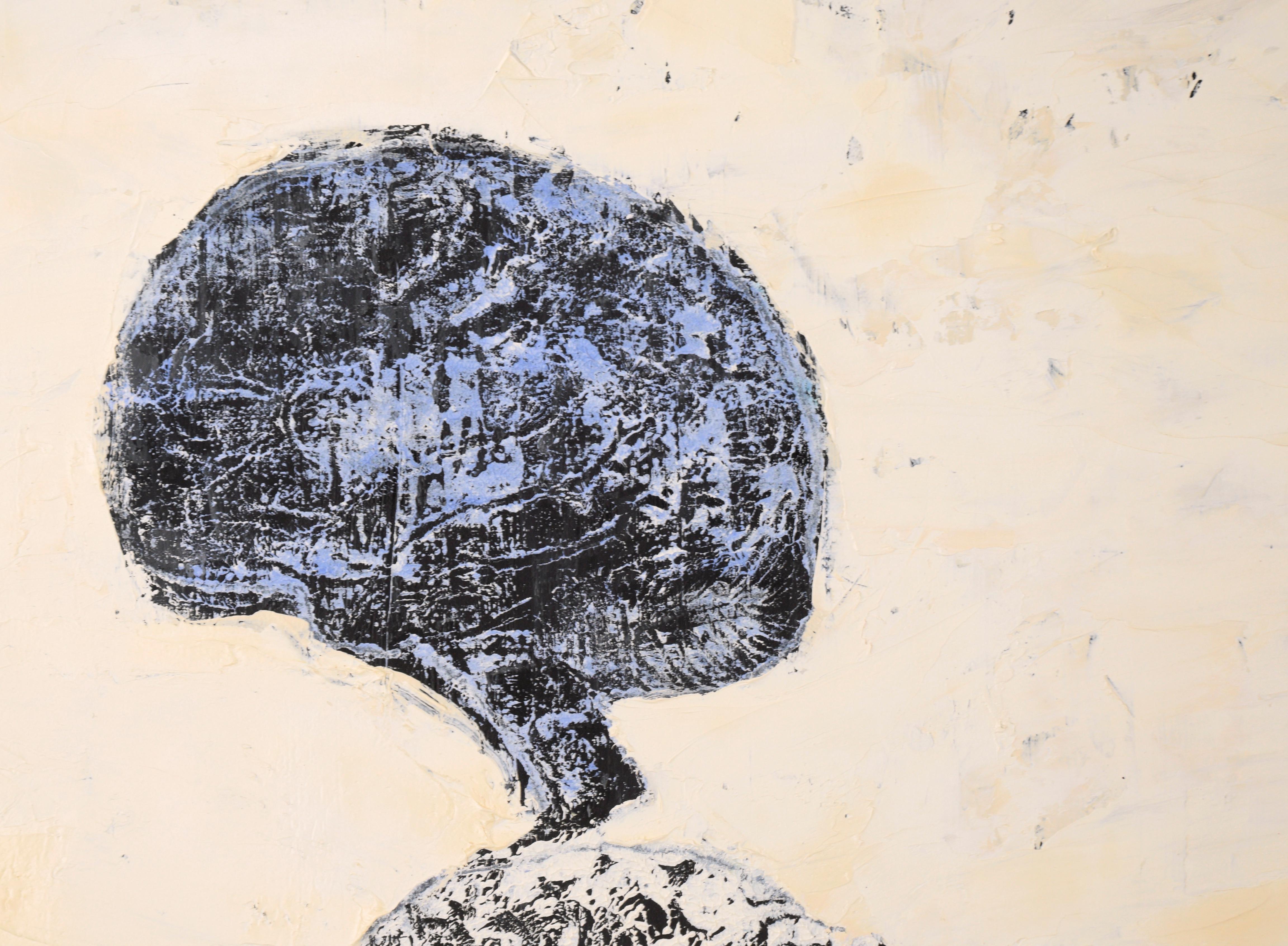 Brainiac III Abstrakt, großformatig, vertikal, abstrakt in Neutralen, Schwarz-Weiß (Abstrakter Expressionismus), Painting, von Michael Pauker 