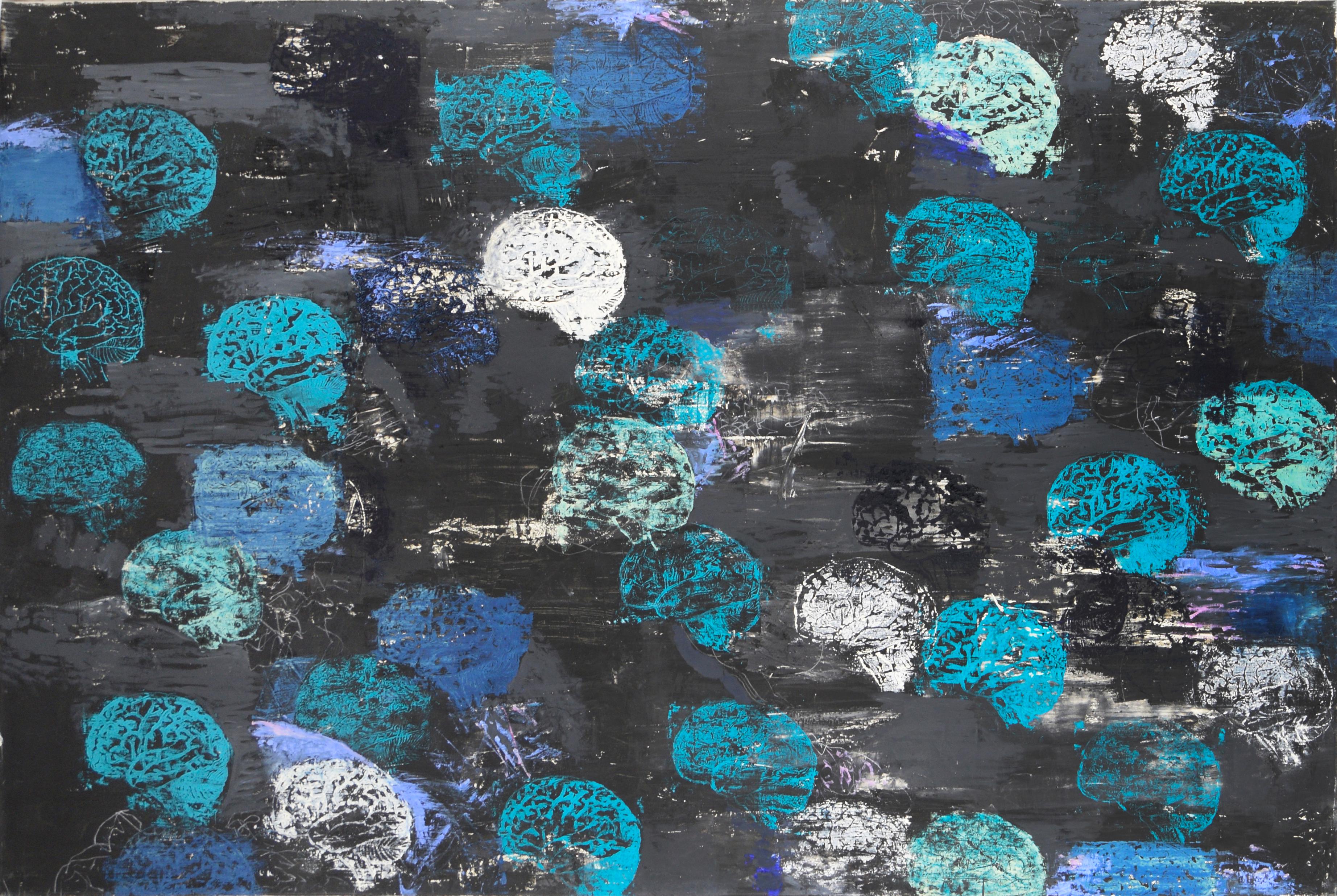 Brainiac VIII Abstract - Large Scale Abstract with Blue, White, & Black