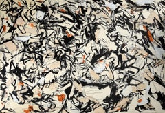 Contemporary Abstract Expressionism with Black, White, Orange & Peach