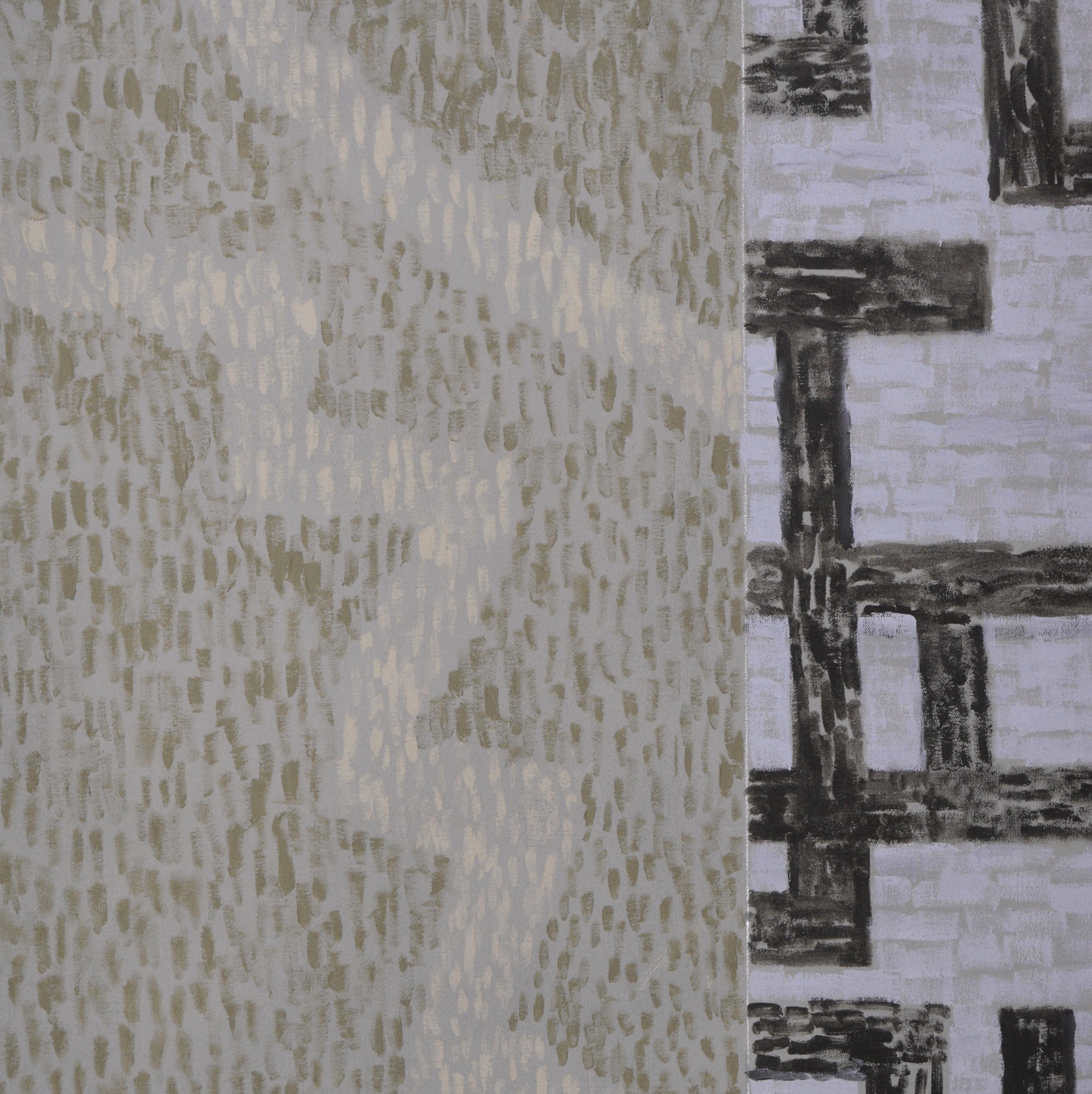Curvas y ángulos - Gran escala Área de la Bahía - Expresionista abstracto - Abstract Painting Gris de Michael Pauker 