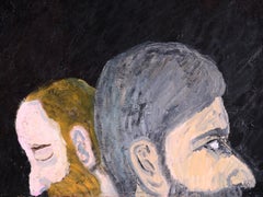 Four Faces, Contemporary Surreal Figurative Abstract on Black