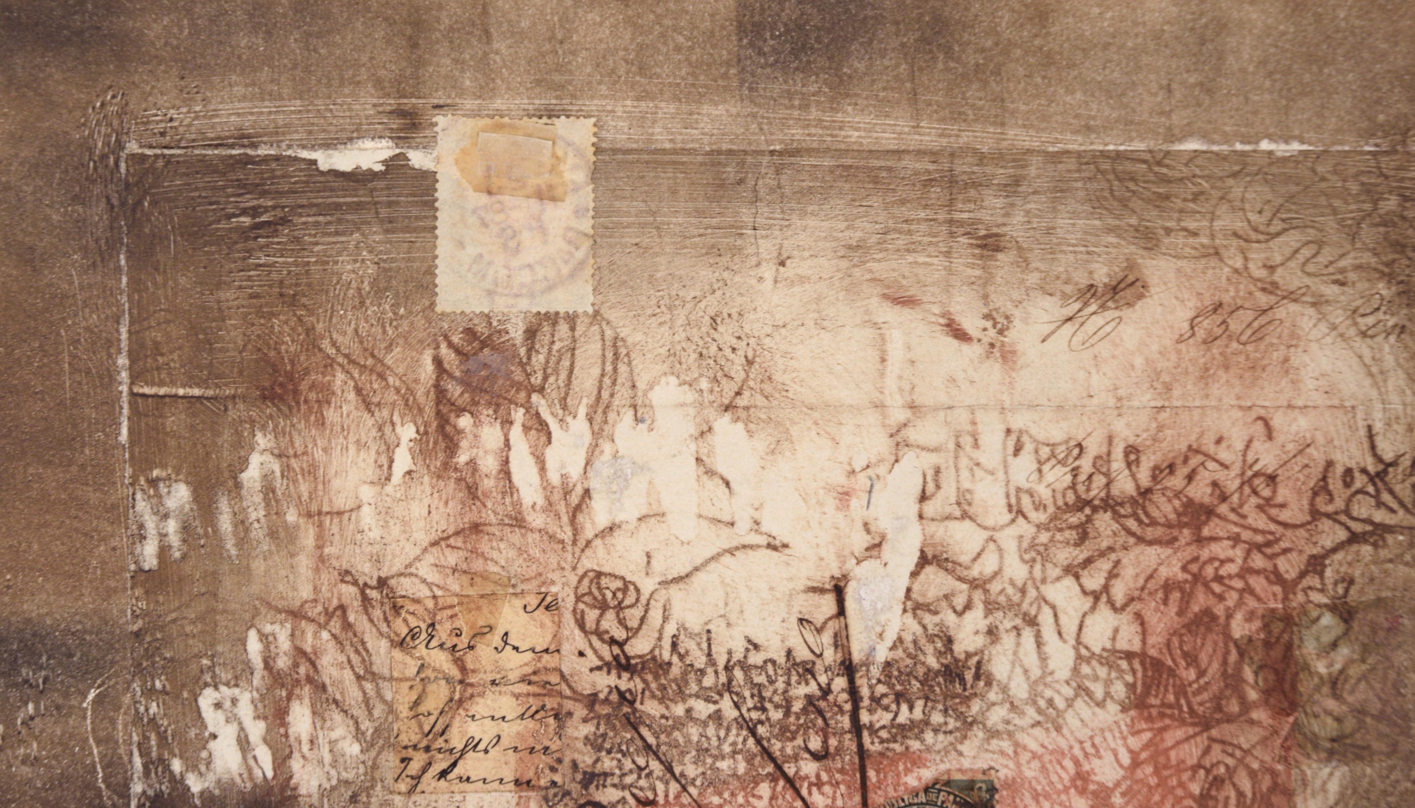 Monogravure Chine Colle avec collage - Contemporain Painting par Michael Pauker 