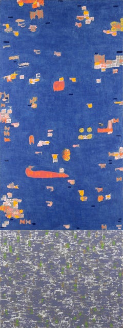 „Pre-Flood“, zeitgenössische abstrakte Skulptur im Großformat in Blau