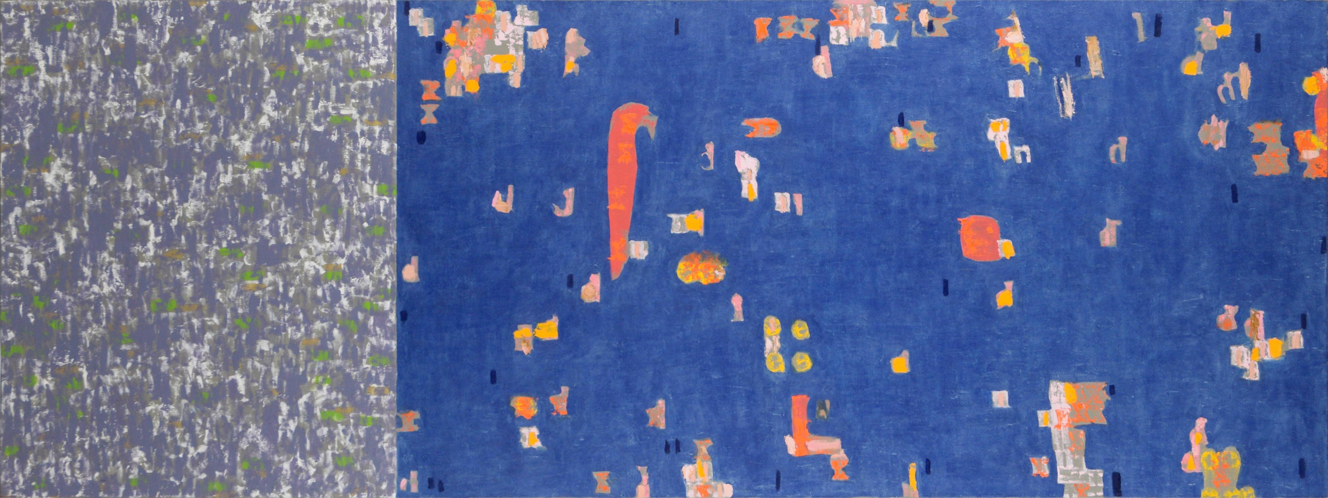 Abstract Painting Michael Pauker  - « Pre-Flood », abstrait contemporain à grande échelle en bleu