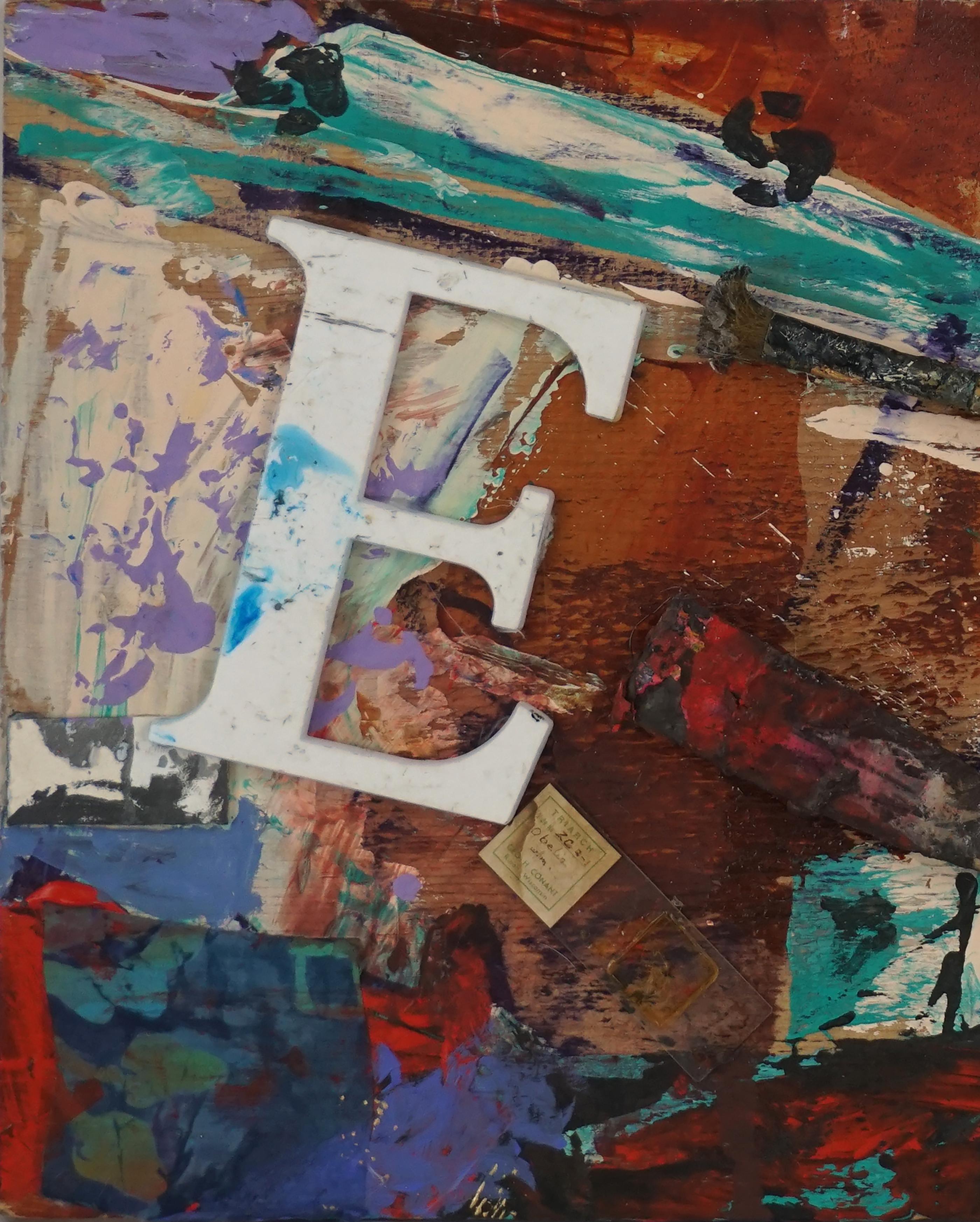 « Le sol de l'artiste » - assemblage abstrait - Marron Abstract Painting par Michael Pauker 