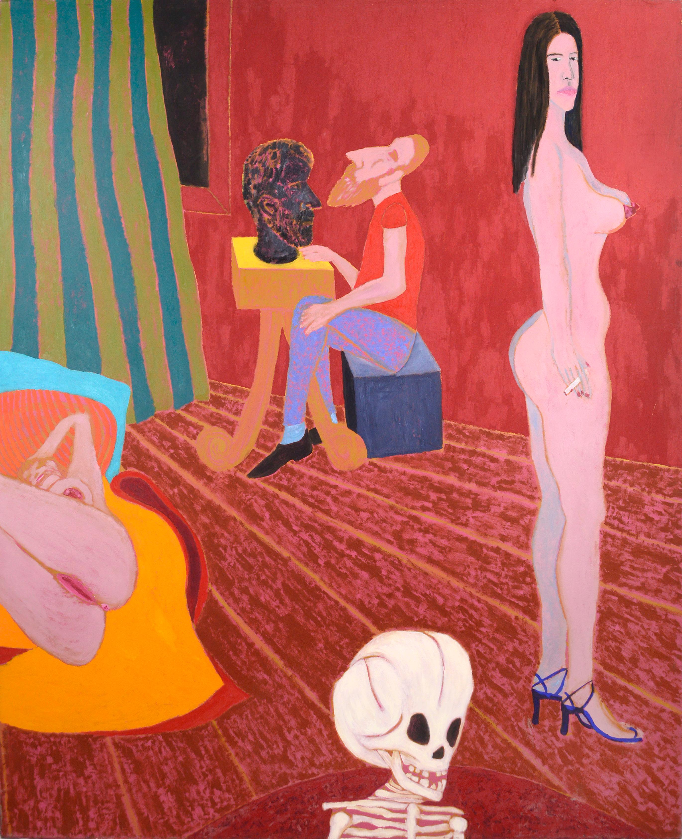 "El Estudio Rojo" - Escena interior figurativa surrealista
