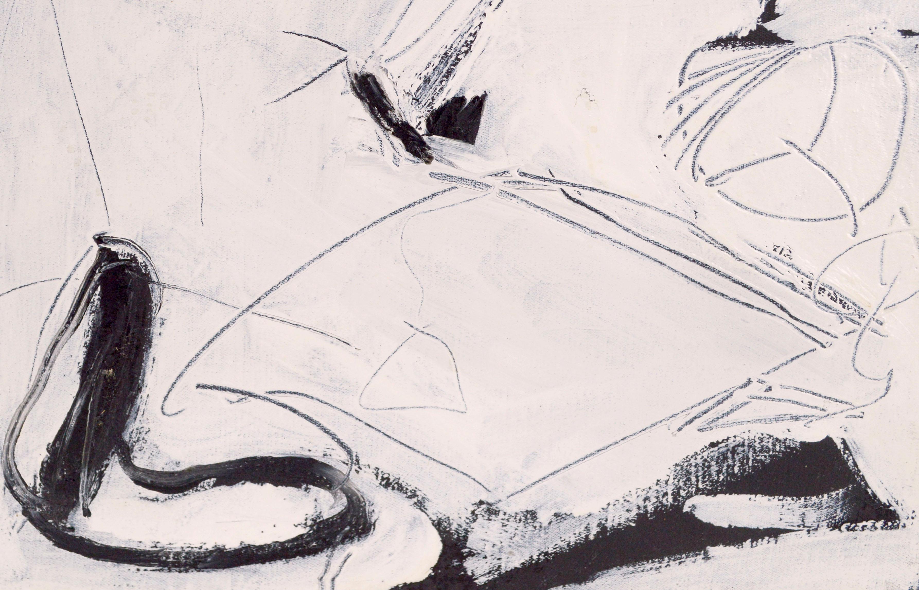Schwarz-Weißes minimalistisches neoexpressionistisches abstraktes Ölgemälde, Vintage (Neue Wilde), Painting, von Michael Pauker 