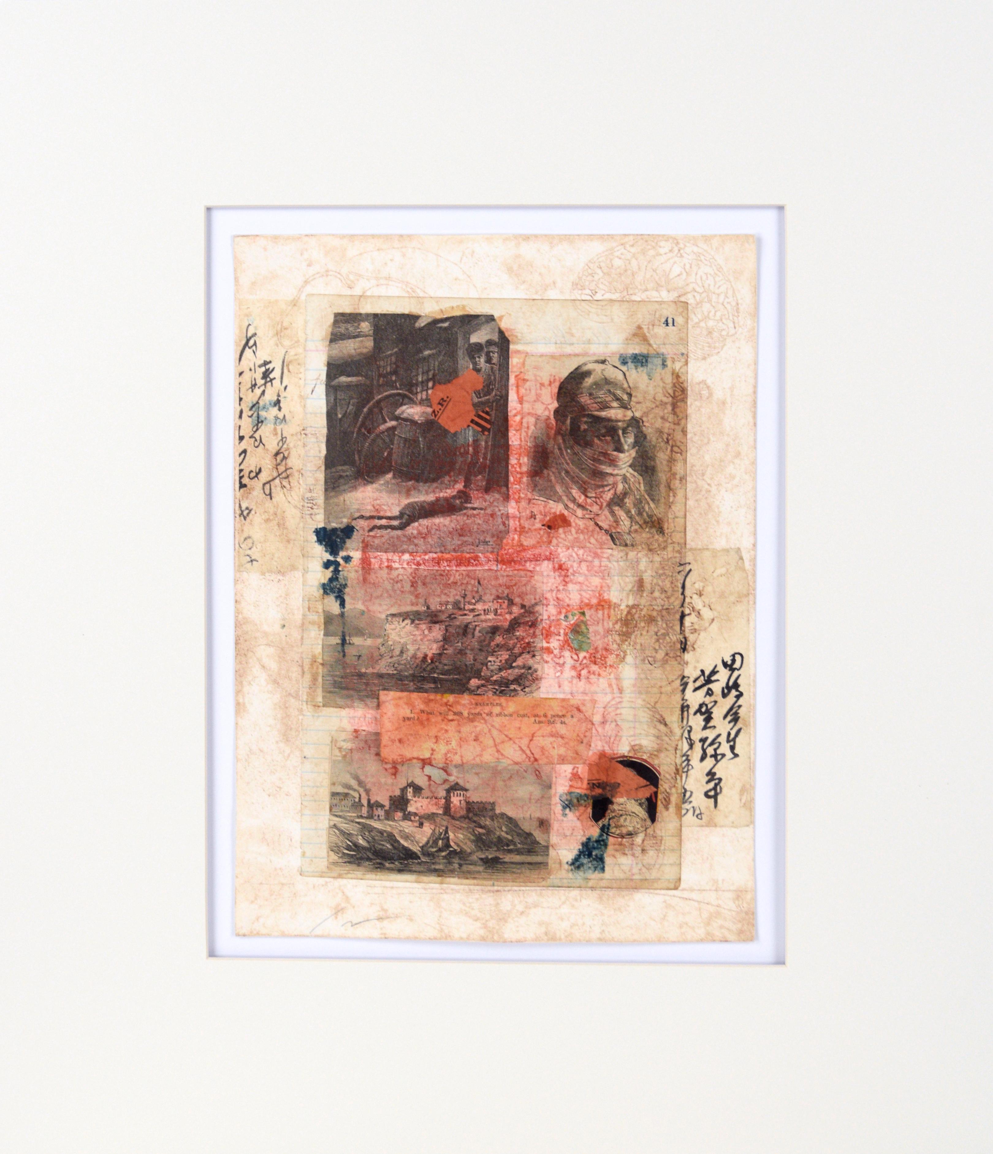 Abstract Painting Michael Pauker  - "Z.R." - Chine Colle Monoprint avec collage