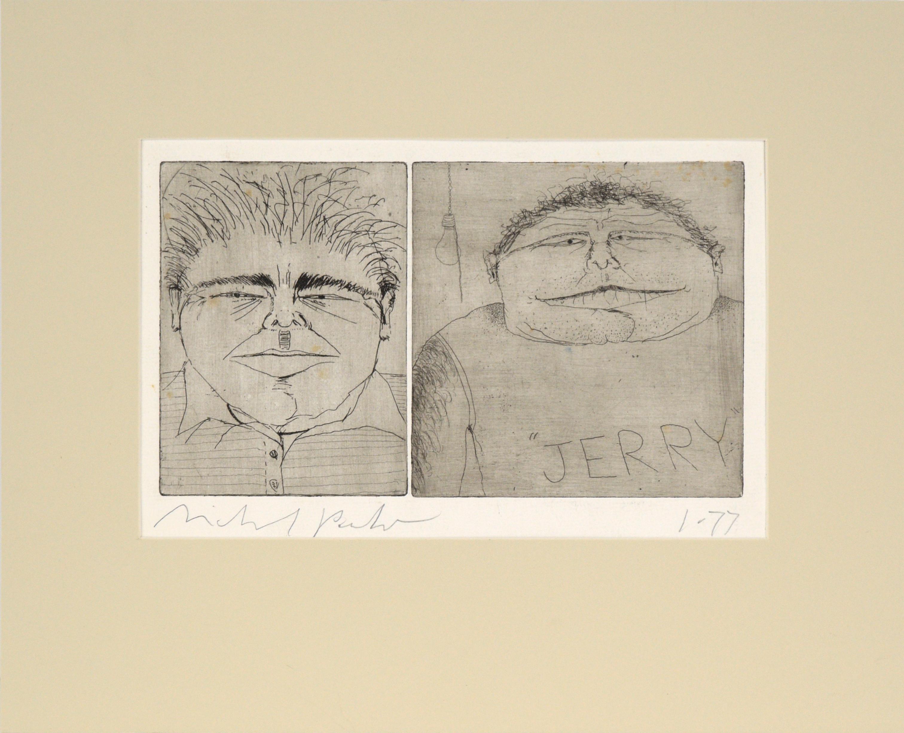 Michael Pauker  Figurative Print - "Jerry" - Caricature Portrait Etching 1977